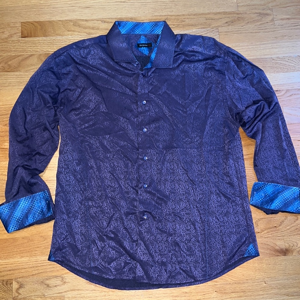 Bespoke purple mens button down dress shirt